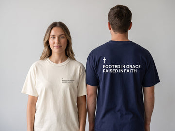 Rooted in Grace. Raised in Faith. — Cross Edition T-Shirt